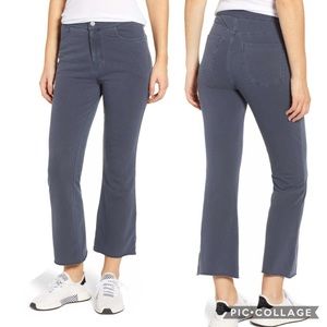 BP CROP FLARE KNIT HIGH WAIST COTTON PANTS NAVY S